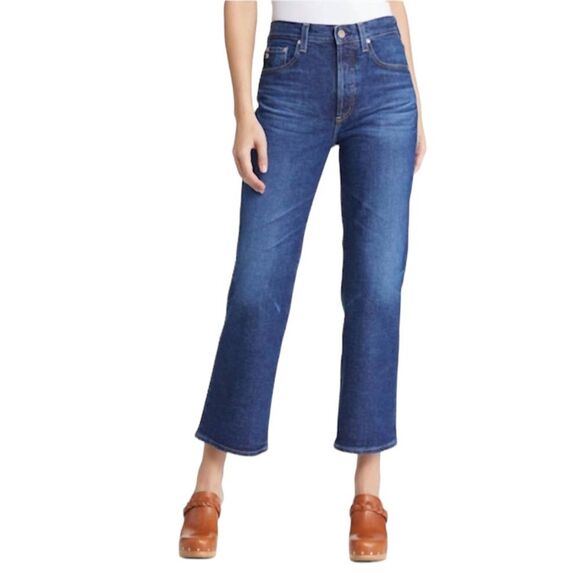 AG Kinsley Wide Leg High Rise Pop Crop Button Fly Distressed Jeans Contour 360 - Picture 1 of 16